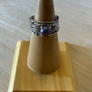 Elegant Silver and Purple Women's Ring